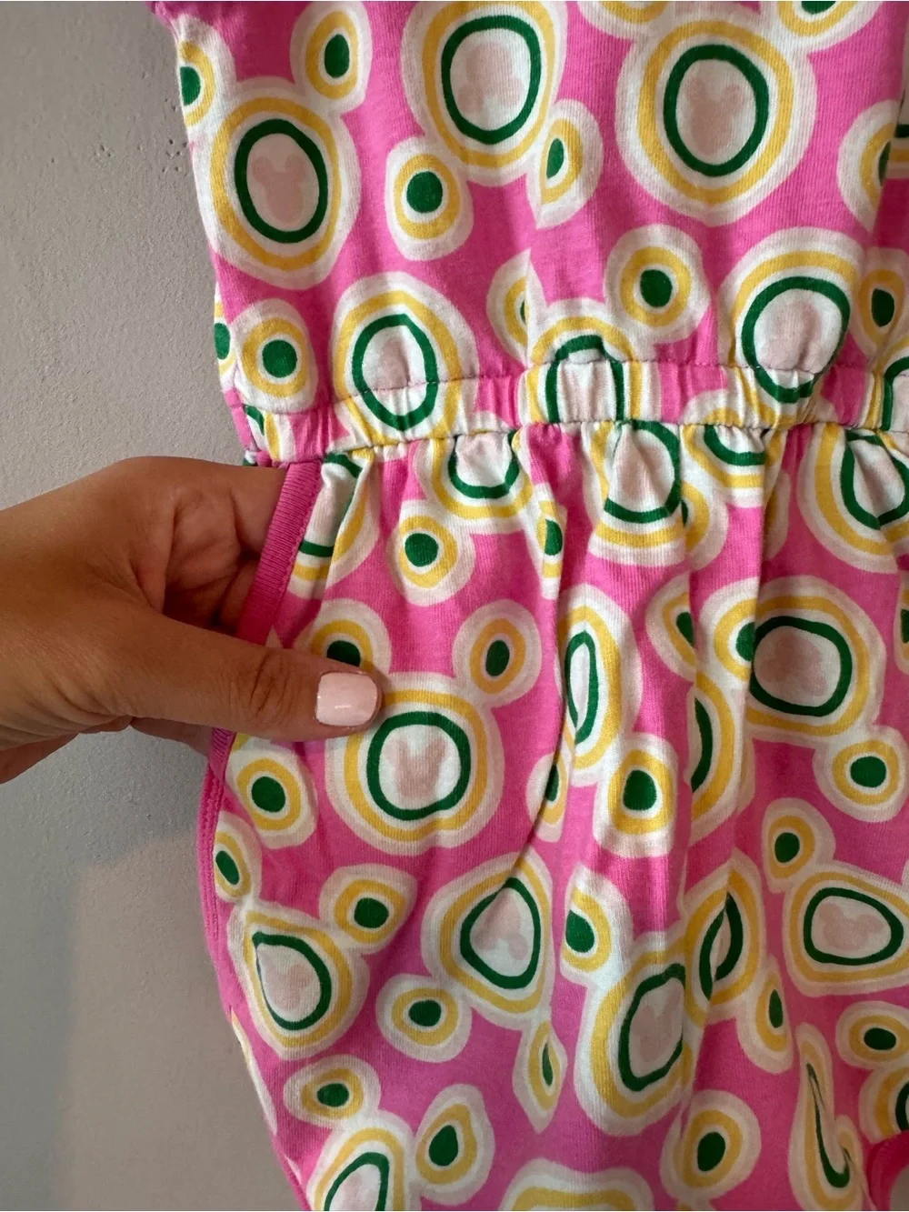 Hanna Andersson x Disney Pink Hidden Icon Mickey Pocket Shorts Romper 3T